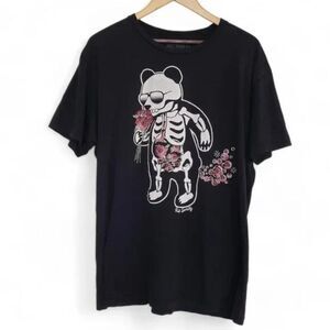 Riot Society Shirt Men's Panda Skeleton Rose M